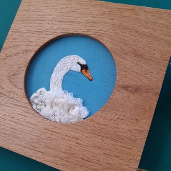 Swan Hand Embroidery Framed Art, 4 of 5