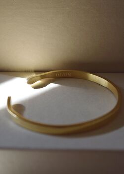 18 K Gold 5mm Cuff Bracelet Adjustable Steel Minimal Gift, 3 of 5