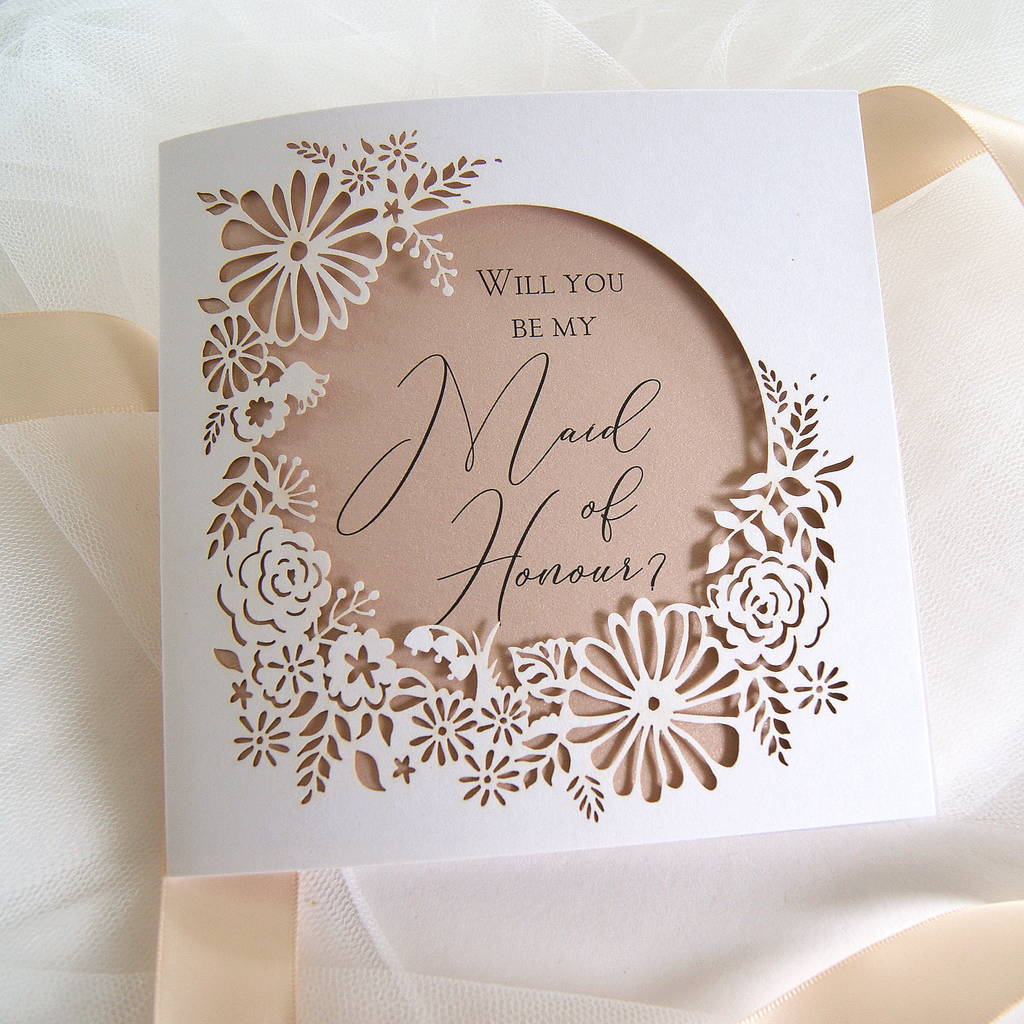 Will You Be My Maid Of Honour Wedding Wreath Card, 1 of 3