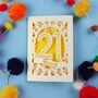 Personalised 21st Birthday Card Papercut Spotty Design, thumbnail 3 of 9