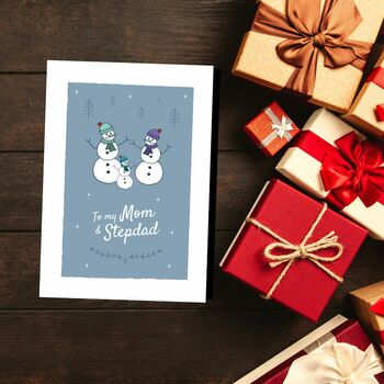 'To My Mom And Stepdad' Christmas Card Snowmen, 8 of 10