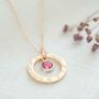 Personalised Hammered Halo Birthstone Necklace, thumbnail 4 of 8