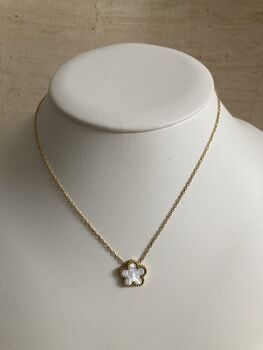 Five Leaf White Single Clover Pendant Necklace, 4 of 5