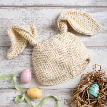 Baby Bunny Ear Hat Easy Knitting Kit Easter, 6 of 7