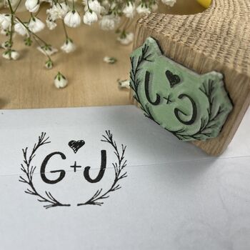 Personalised Initials Rubber Stamp – Laurels, 2 of 6