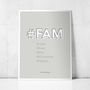#Fam Modern Family Personalised Print With Names, thumbnail 4 of 5