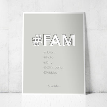 #Fam Modern Family Personalised Print With Names, 4 of 5