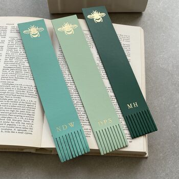 Personalised Leather Bookmark With Bee, 3 of 7