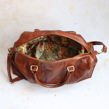 Leather Holdall Bag, Tan, 4 of 6