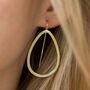 Gold Colour Tear Drop Hollow Earrings, thumbnail 1 of 3