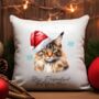 Personalised Christmas Cat Santa Hat Cushion Cover, thumbnail 8 of 11