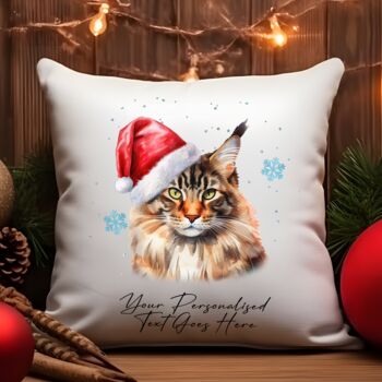 Personalised Christmas Cat Santa Hat Cushion Cover, 8 of 11