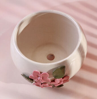 G Decor Floral Ceramic Planter Line Handcrafted Decorative Pot, 3 of 4