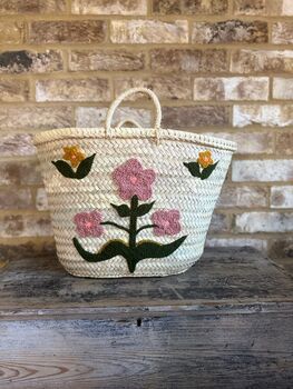 Handwoven Summer Bloom Straw Shopper Bag, 2 of 3