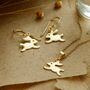Gold Plated Sterling Silver Bouncing Bunny Earrings, thumbnail 3 of 4
