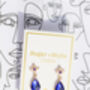 Blue Rose Gold Tear Drop Dangle Earrings, thumbnail 2 of 5