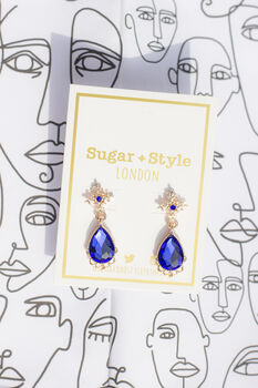 Blue Rose Gold Tear Drop Dangle Earrings, 2 of 5