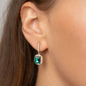 Emerald Green Gemstone Drop Earring, 2 of 3