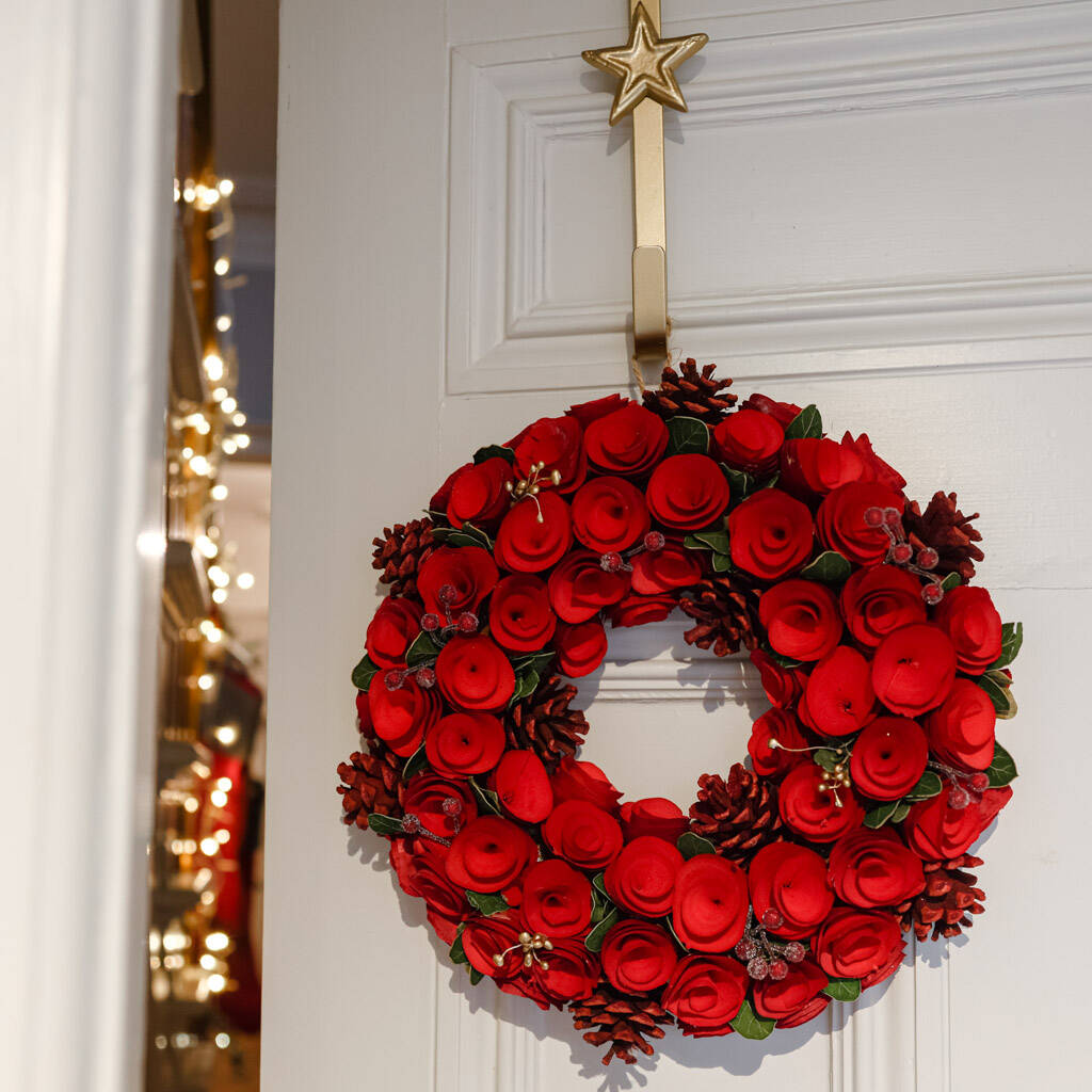 Luxury Red Rose Indoor Christmas Wreath By Dibor