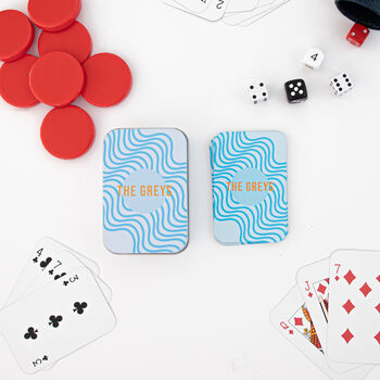 Personalised Wave Spot Uv Playing Cards In A Tin, 4 of 8
