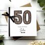 Personalised Leopard Print 50th Birthday Card. Customisable For Any Age, thumbnail 1 of 3