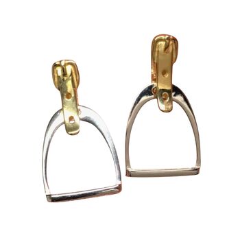 Personalised Sterling Silver And Gold Stirrup Earrings, 4 of 10