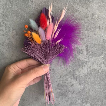 Mini Purple Dried Flower Boutonnieres, 2 of 3