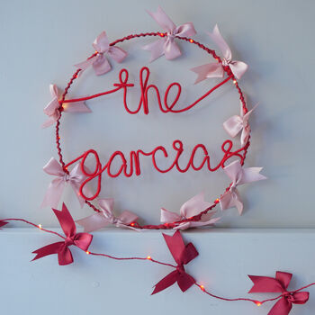 Personalised Satin Bow Light Up Wreath, 5 of 5