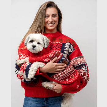 Christmas Red Fairisle Dog Jumper, 3 of 5