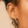 Halo Radiance Turquoise Silver/Gold Hoop Earrings, thumbnail 1 of 12