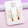 Pearly White And Gold Mirrored Star Party Earrings, thumbnail 1 of 6