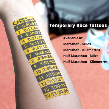 Pacing Temporary Tattoo Marathon Kilometres KMs, 2 of 7