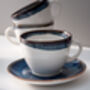 Navy Set Of Six Handmade Porcelain Tea Cup With Saucer, thumbnail 4 of 11