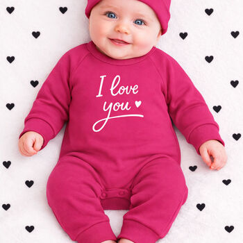 Love You New Baby Gift Set For Boys Or Girls Babygrow + Hat + Bib, 3 of 6