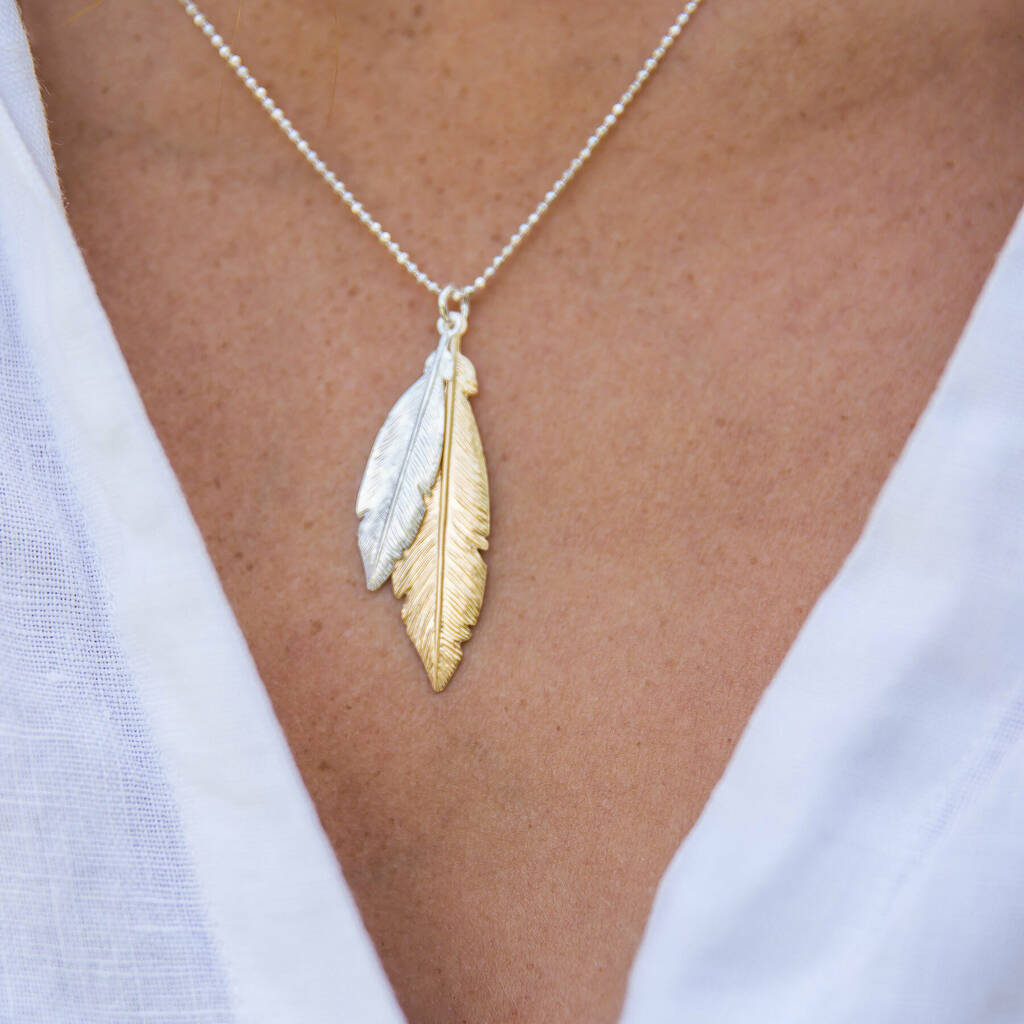 Two Feather Necklace By TigerLily Jewellery | notonthehighstreet.com