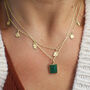 Malachite Square Pendant Necklace 9ct Gold Or Silver, thumbnail 1 of 5