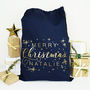 Personalised Gold And Navy Merry Christmas Sack, thumbnail 1 of 6