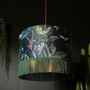 Fringed Velvet Lampshade With Gold Lining In Wild Wood, thumbnail 2 of 5