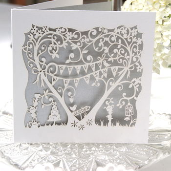 Silver Wedding Anniversary Laser Cut Card, 2 of 5