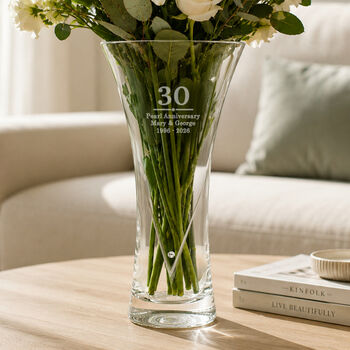 Wedding Anniversary Gift Engraved Crystal Glass Vase, 5 of 10