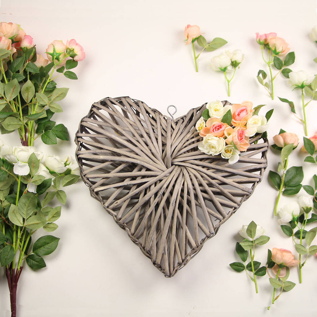 Grey Willow Heart 41cm By The Contemporary Home | notonthehighstreet.com