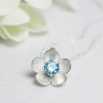 Silver Blossom Birthstone Necklace, 2 of 9