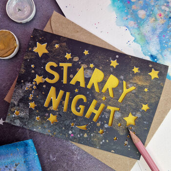 Starry Night Celestial Paper Cut Christmas Card, 2 of 6