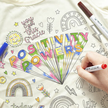 Positivity Powers Colour In Top With Fabric Pens, 2 of 8