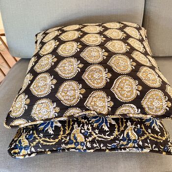 Reversible Quilted Cushion Cover In Catalpa Print, 4 of 5