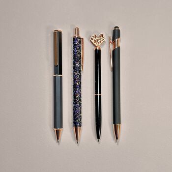 Black And Rose Gold Four Piece Pen Gift Set, 4 of 6