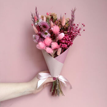 Mini Pink Dried Flower Arrangement With Daisies, 2 of 5