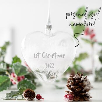 Personalised Baby's 1st Christmas Feather Bauble, 2 of 4