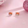 Sterling Silver Enamel Cute Red Panda Stud Earrings, thumbnail 6 of 11