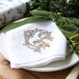 Christmas Monogram Embroidered Linen Hemstitch Napkin, thumbnail 1 of 4